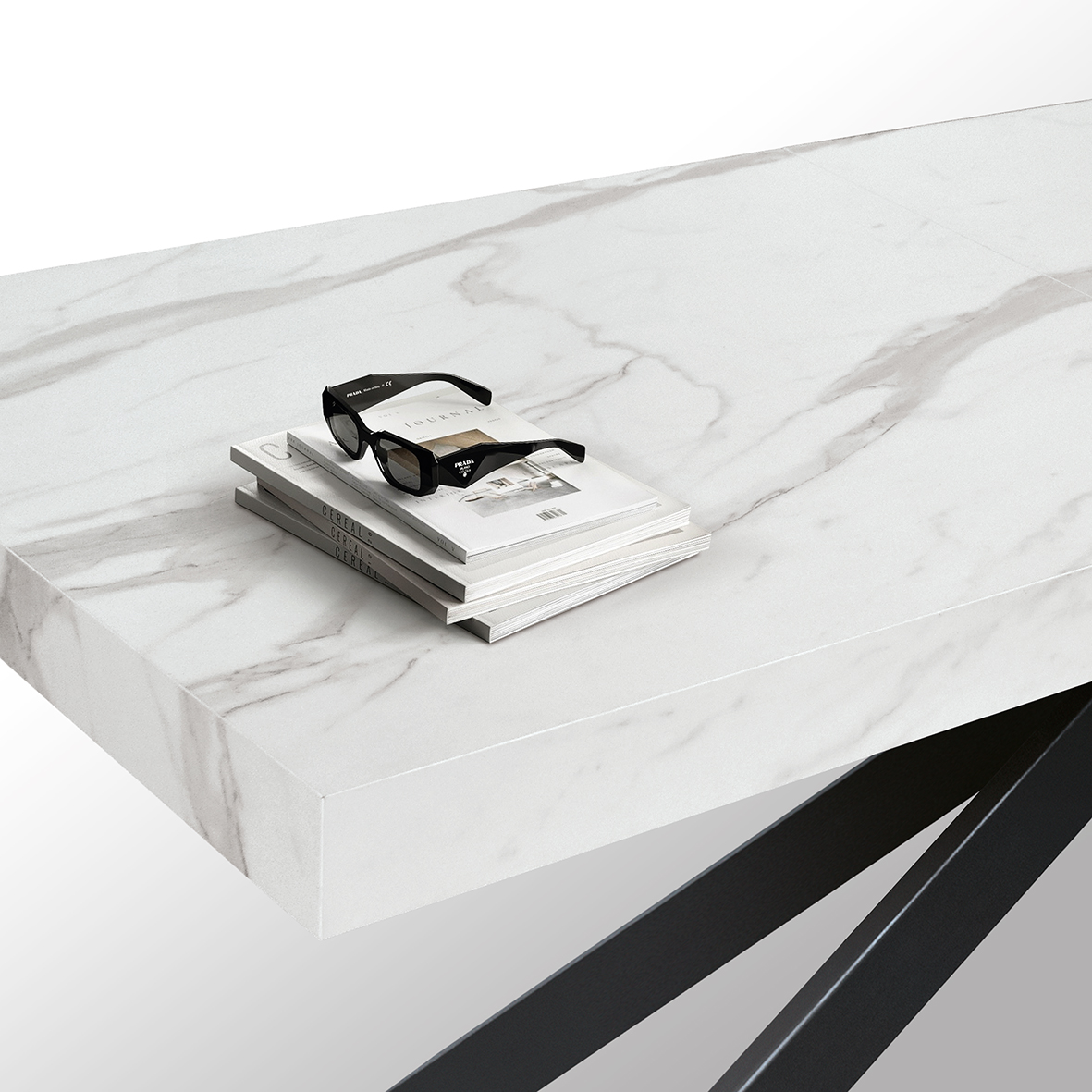 Masa extensibila SPIDER, blat ALB MARMORAT - 4