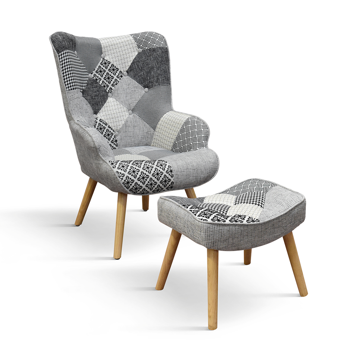 Fotoliu Patchwork, structura metalica, tesatura multicolora - 38