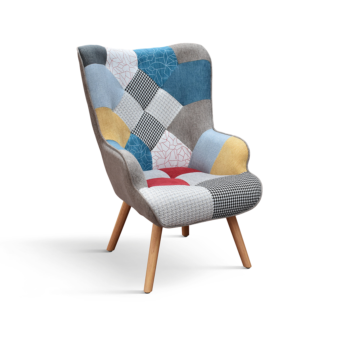 Fotoliu Patchwork, structura metalica, tesatura multicolora - 18