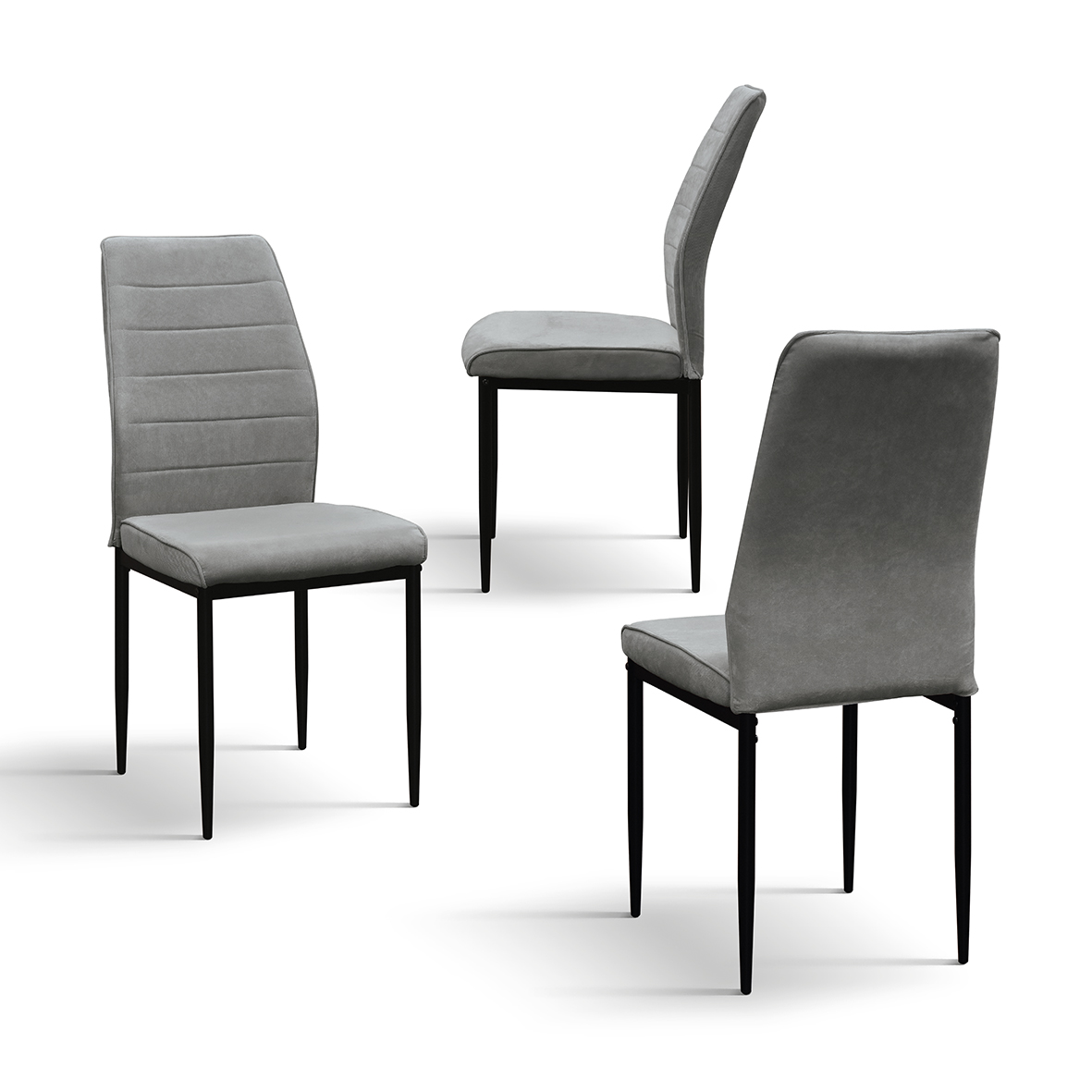 SET 4 Scaune Grig, tesatura, structura metalica - 6