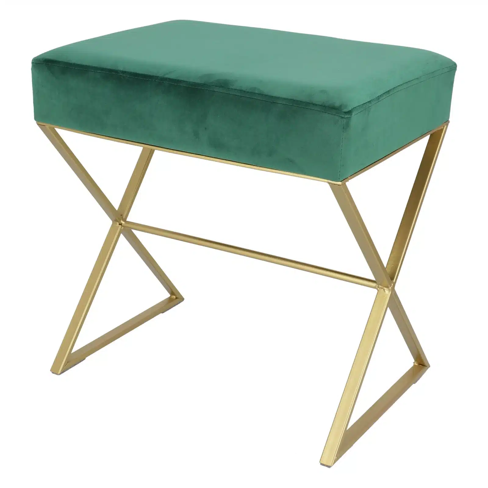 Bancuta eleganta din catifea cu baza metalica aurie, design modern 51x35x53 cm - 2