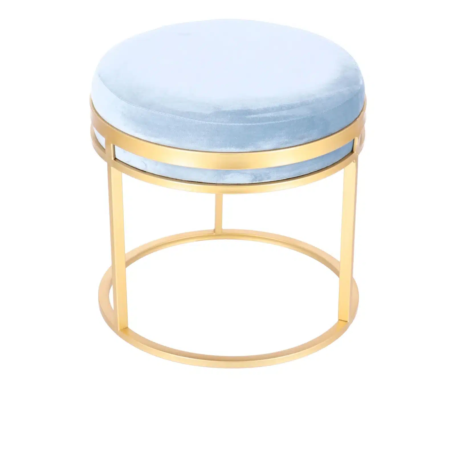 Set taburete Aqua metalice cu sezut din catifea, baza aurie, design modern  2 piese - 4