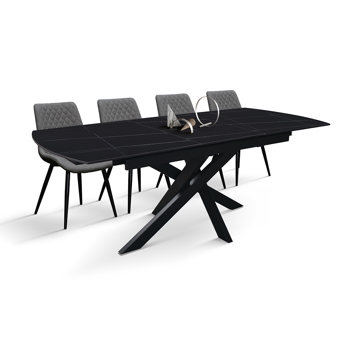 Masă Alma extensibilă, sticlă ceramică-picior metalic - 11