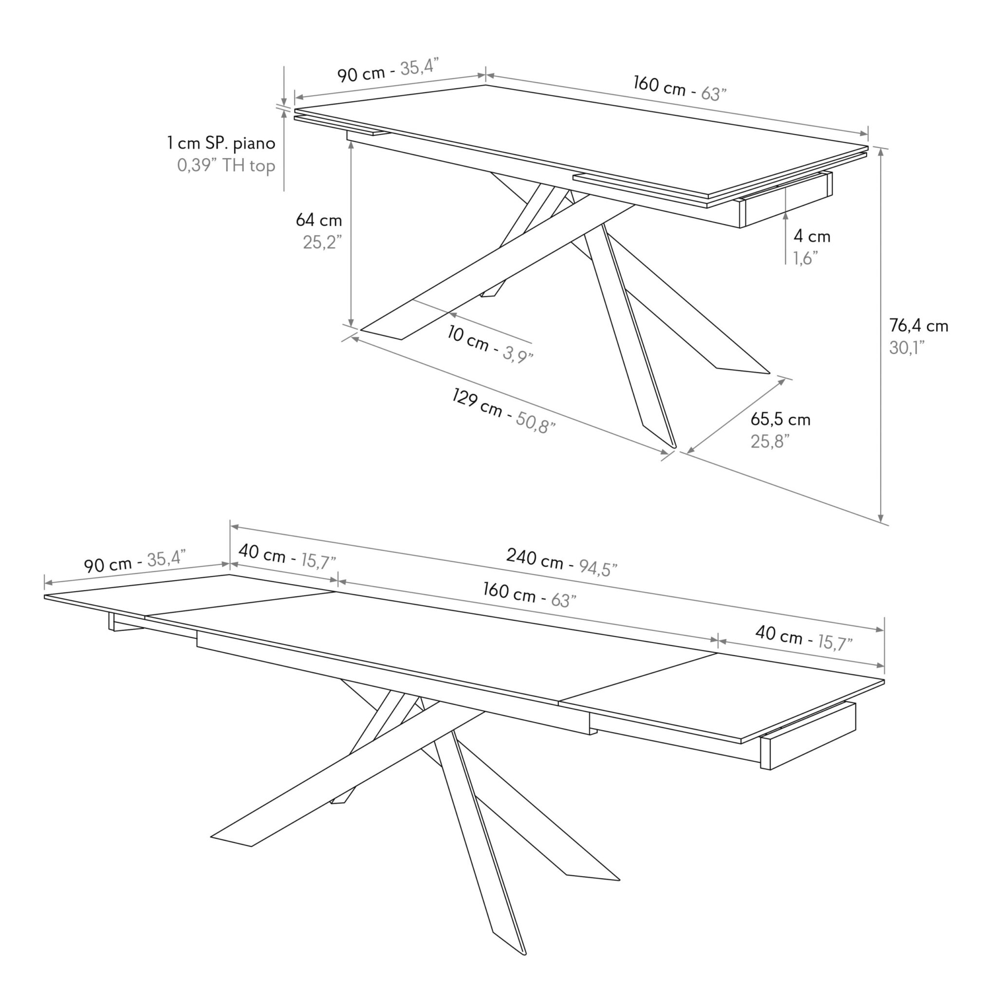 Masa ceramica extensibila Calacatta 160 cm/ 90 cm/ h76 cm - 15