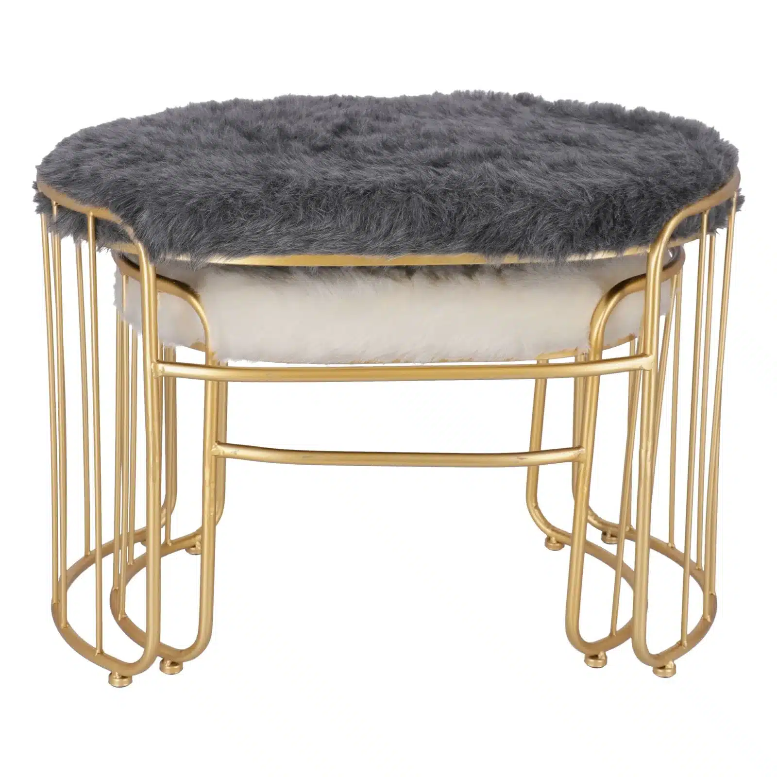 Set taburete Perla metalice cu blanita sintetica, baza aurie, design modern  2 piese - 5