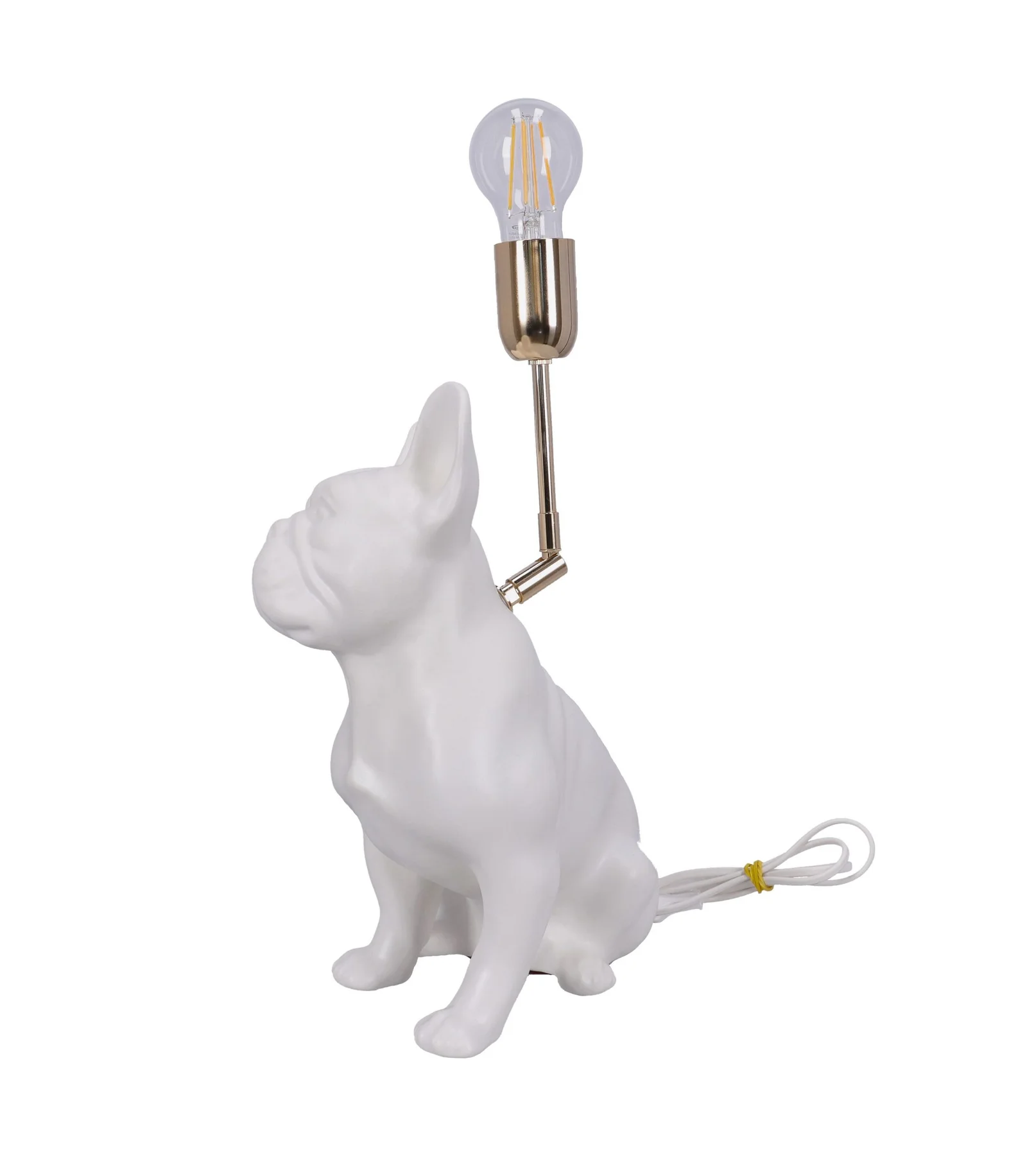 Lampa ceramica Bulldog alb mat h 35 cm
