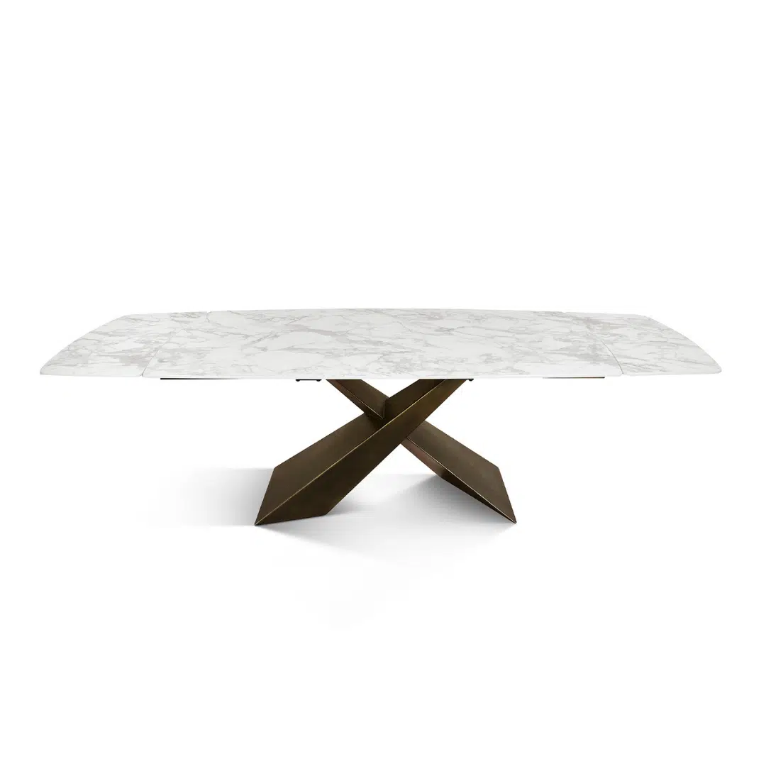 MIRABELLE -MASA BLAT ROTUNJIT CERAMICA ALB  EXTENSIBILA -PICIOR METALIC BRONZ 180 cm/ 90 cm - 6