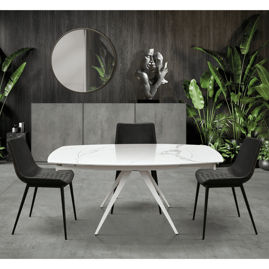 Masă Daisy Rotativă extensibilă, Sticlă ceramică-picior metalic - 2