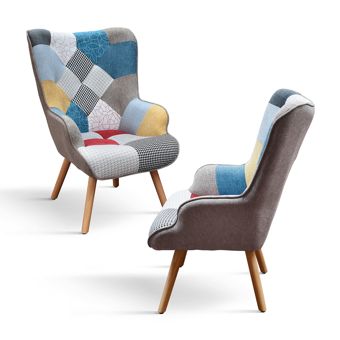 Fotoliu Patchwork, structura metalica, tesatura multicolora - 19