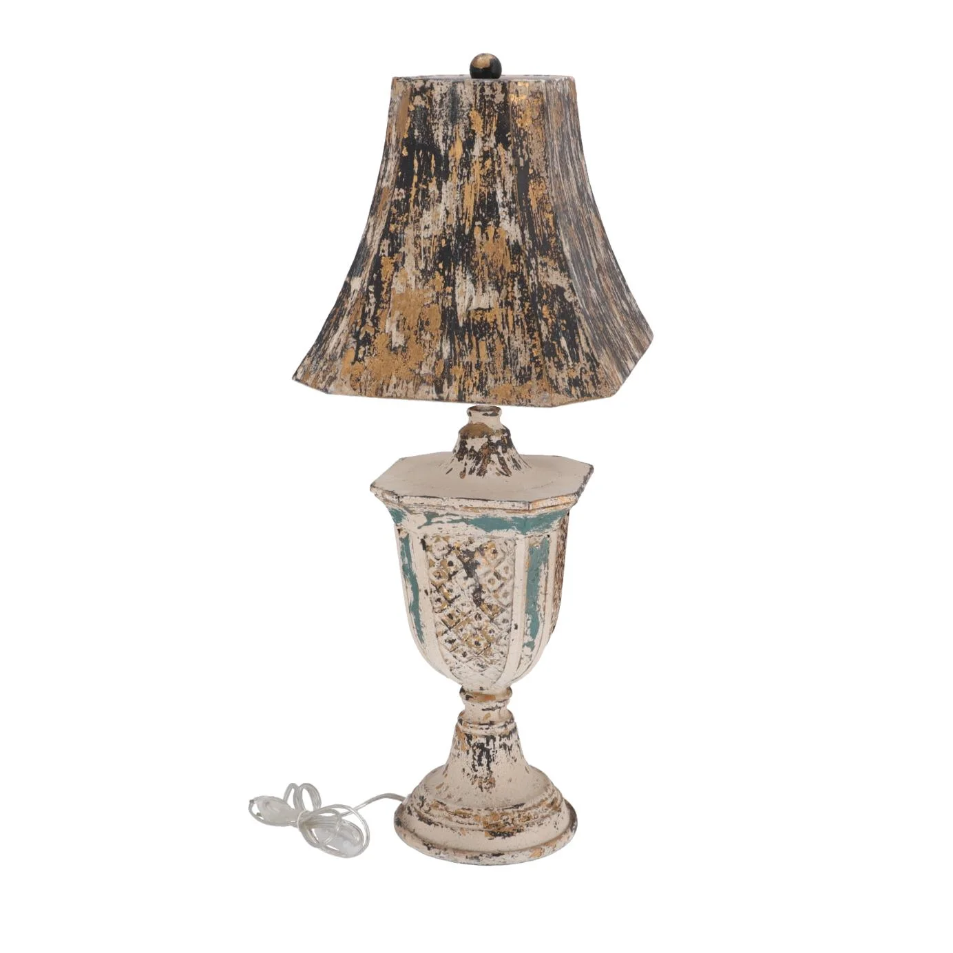 Lampa Shabby Chic Bell rasina si metal H 75 cm - 2
