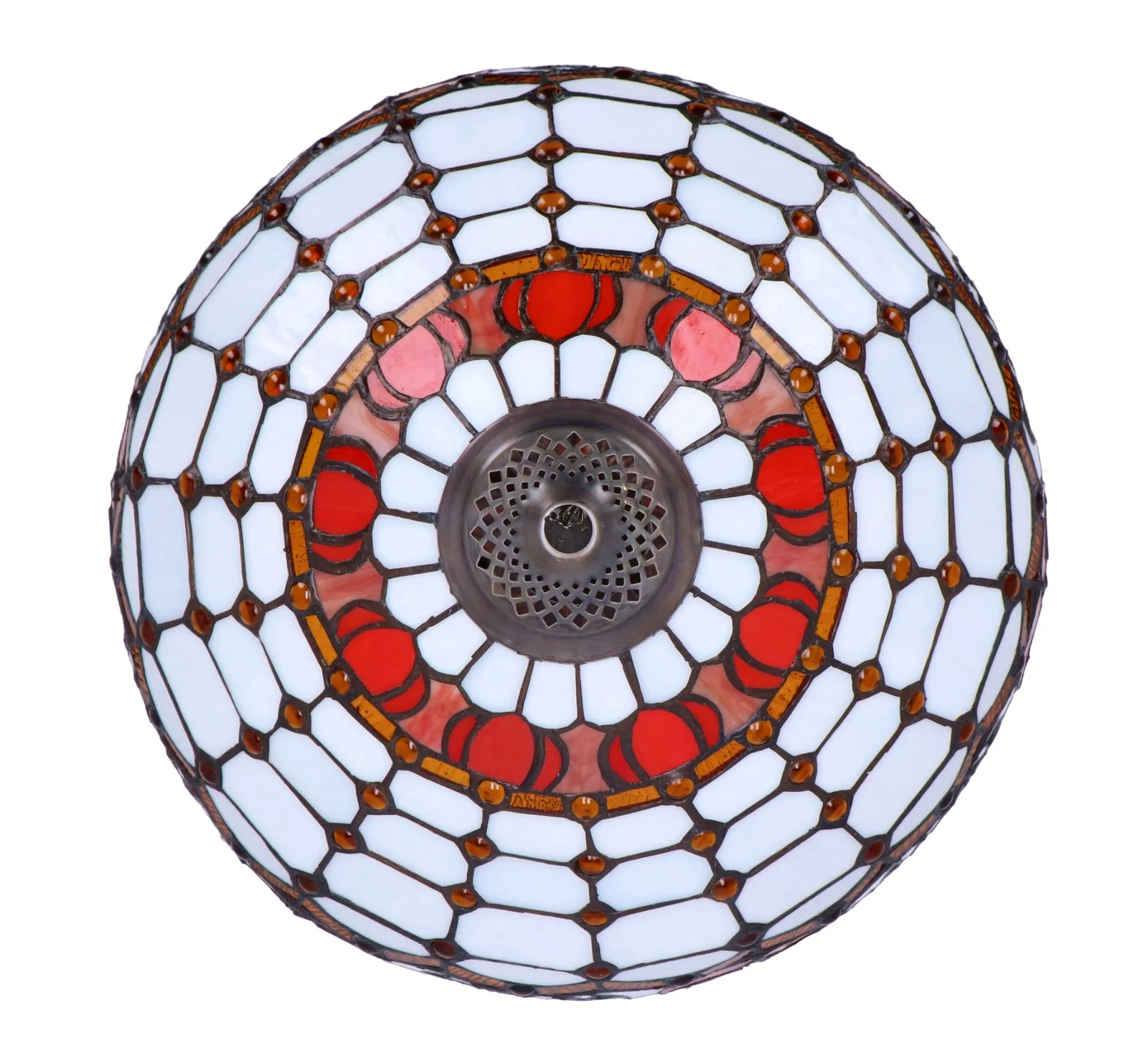 Lampa de masa Tiffany Red Lotus h 62 cm, abajur 40 cm - 3
