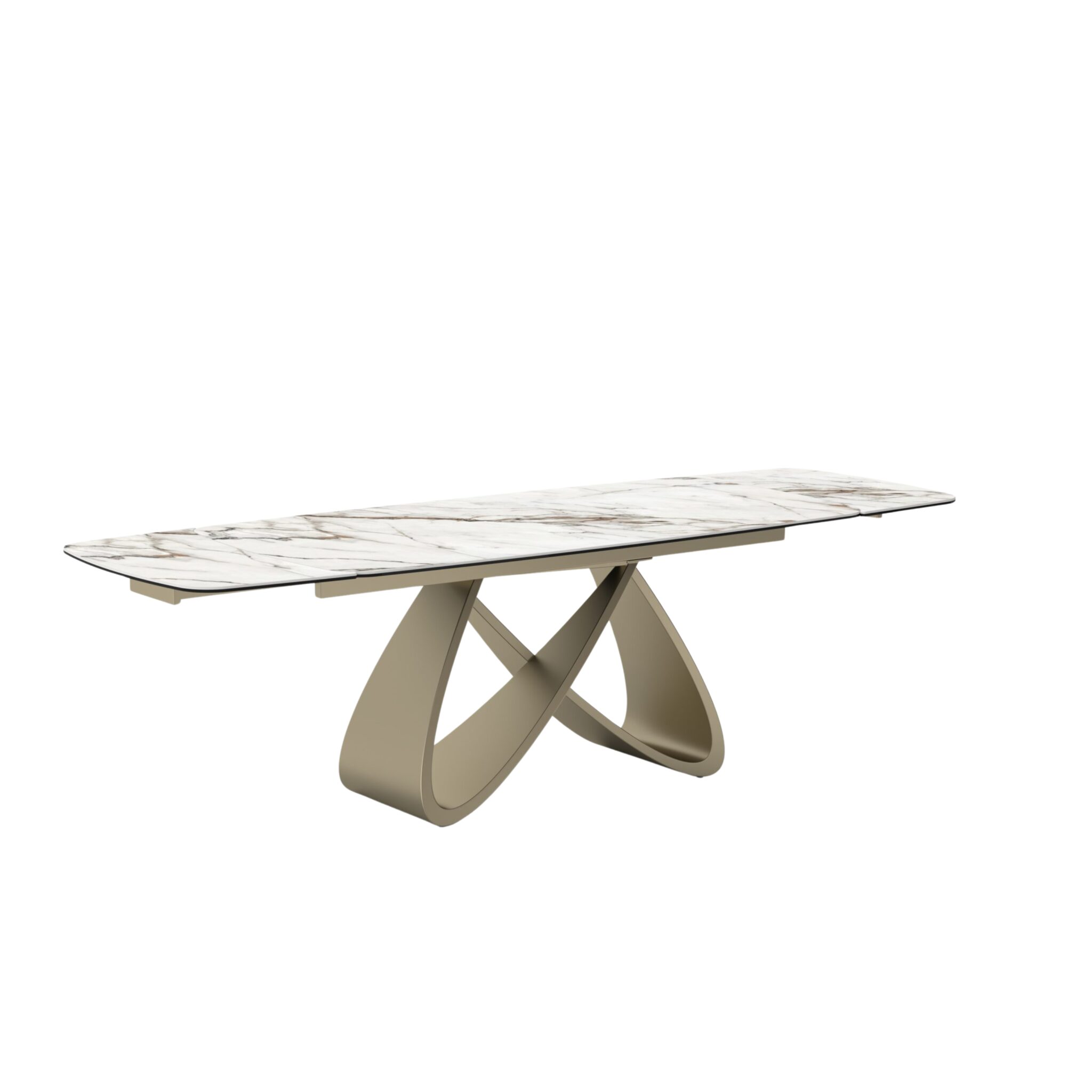 Masă ceramică Infinity extensibilă, picior metalic auriu - 9