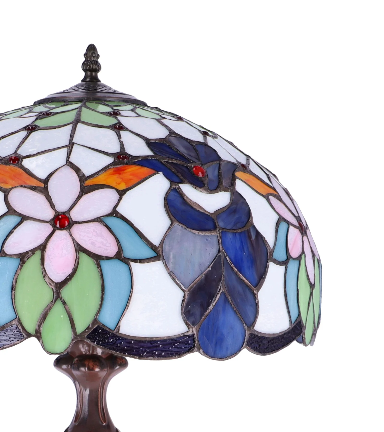 Lampa de masa Tiffany Blueflower h 62 cm, abajur 40 cm - 3