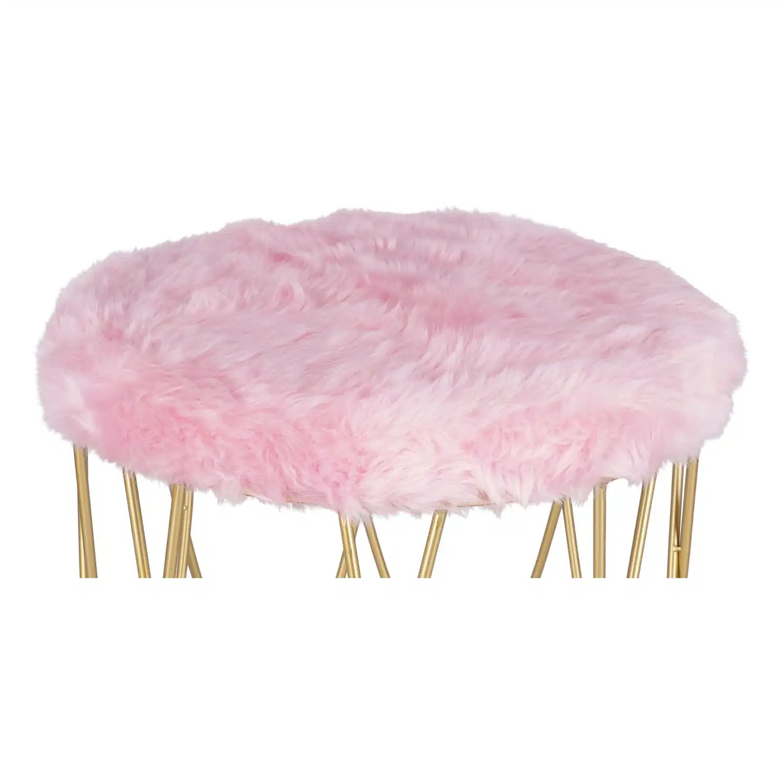 Taburet Pinky baza metalica aurie tapitat roz pudrat - 4