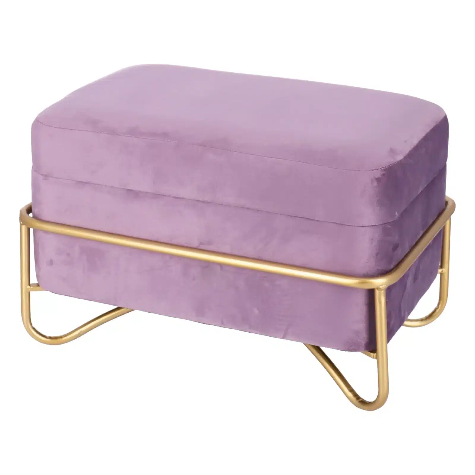 Set elegant Luna de taburete cu spatiu de depozitare, catifea si baza metalica aurie  2 piese - 3