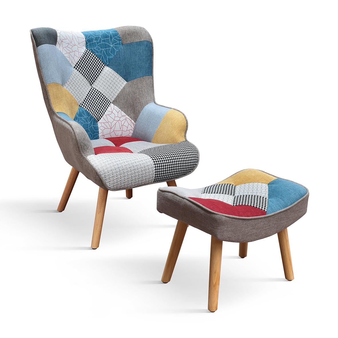 Fotoliu Patchwork, structura metalica, tesatura multicolora - 40