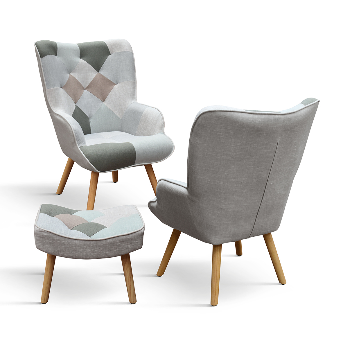 Fotoliu Patchwork, structura metalica, tesatura multicolora - 16