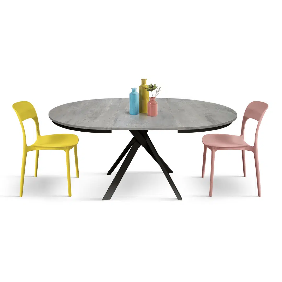 MASA ROTUNDA EXTENSIBILA LILA-PICIOR METALIC -BLAT GRI - 9