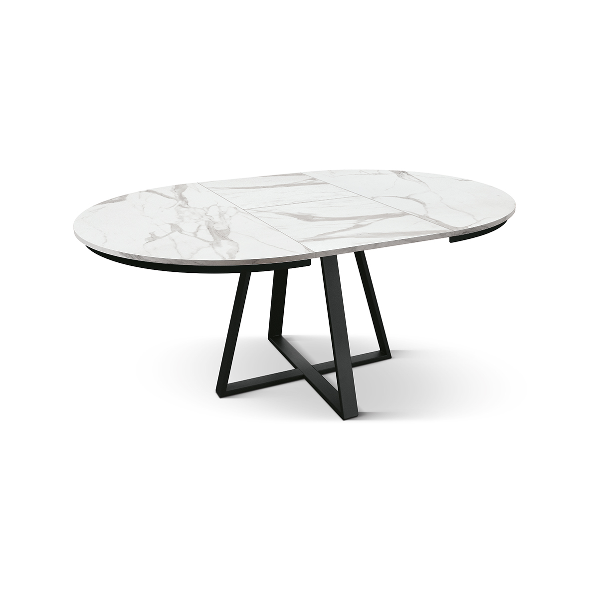 Masa rotunda extensibila Melania, blat Alb Marmorat Ø 120 cm - 8