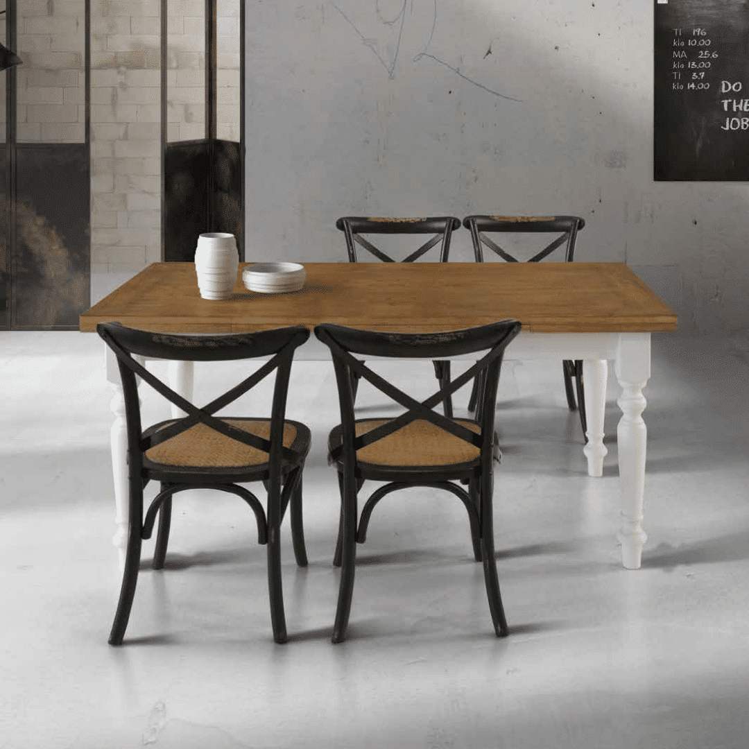 Scaun Antico, lemn antichizat, sezut ratan - 3