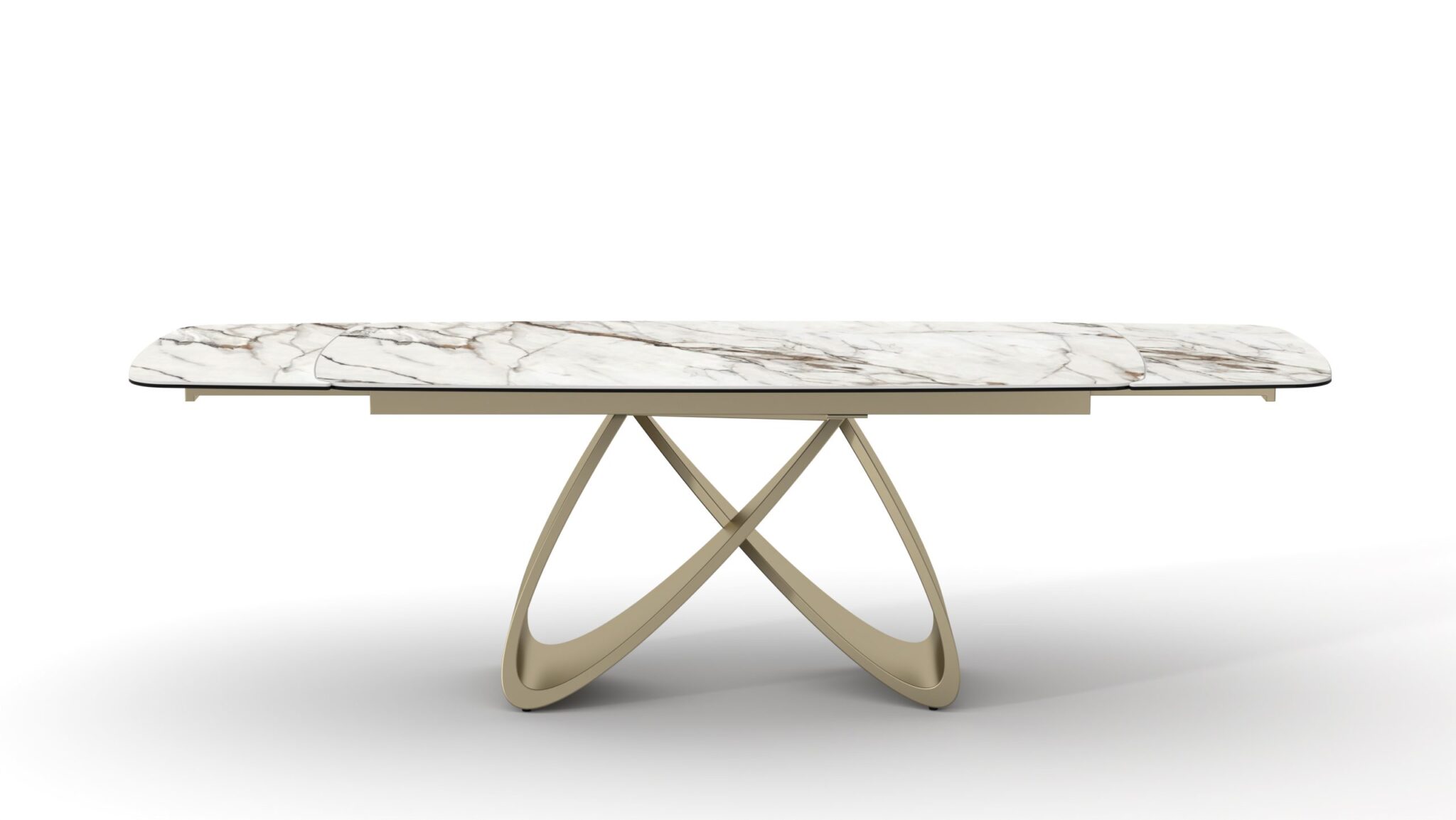 Masă ceramică Infinity extensibilă, picior metalic auriu - 2