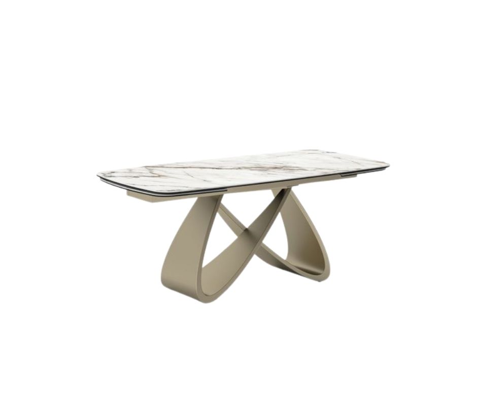 Masă ceramică Infinity extensibilă, picior metalic auriu - 4