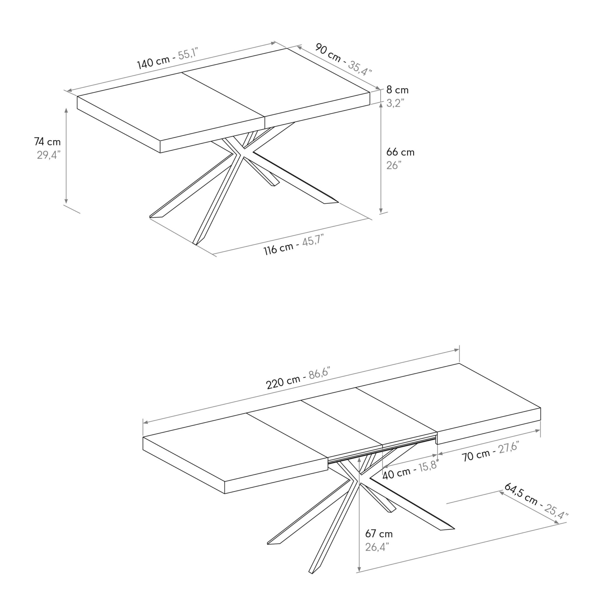 Masa extensibila SPIDER, blat ALB MARMORAT - 15