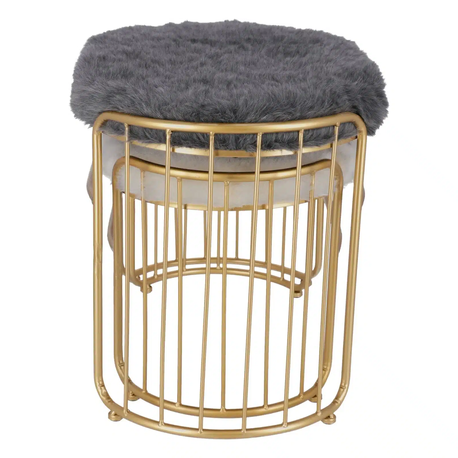 Set taburete Perla metalice cu blanita sintetica, baza aurie, design modern  2 piese - 4