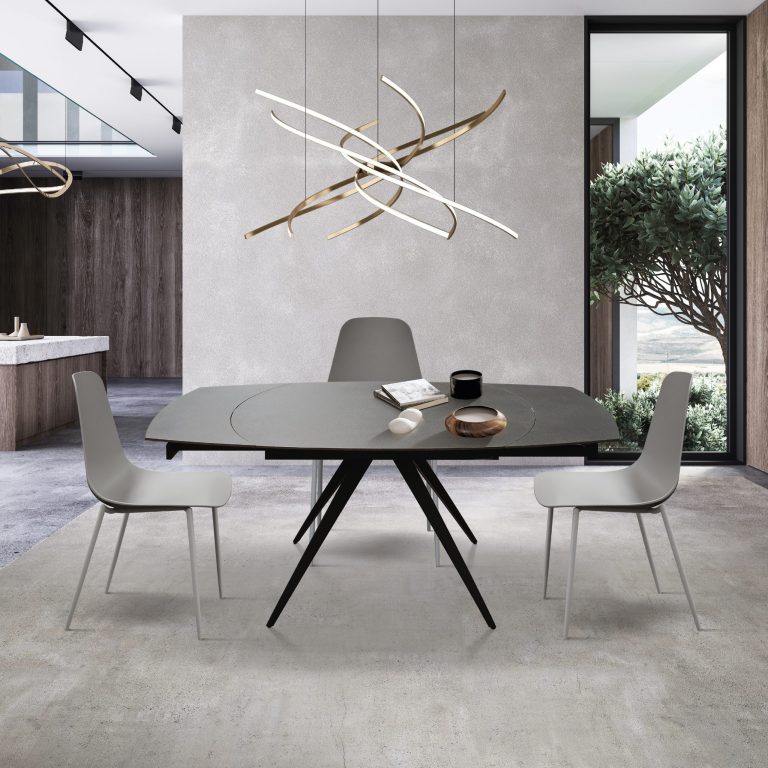 Masă Daisy Rotativă extensibilă, Sticlă ceramică-picior metalic - 12