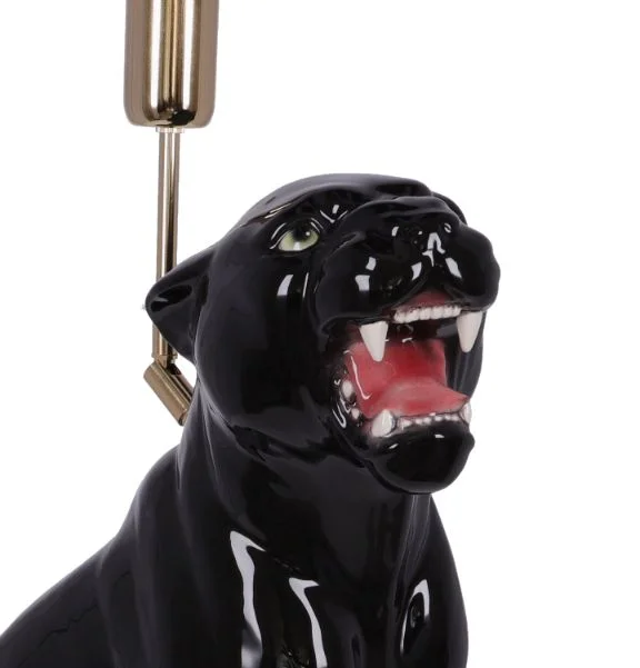 Lampa ceramica Leopard Negru h 45 cm - 6