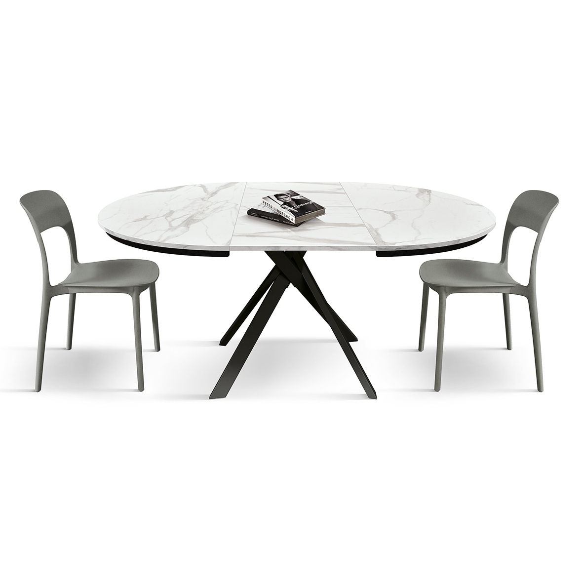 Masa rotunda extensibila Lila, blat Alb Marmorat Ø 120 cm - 11