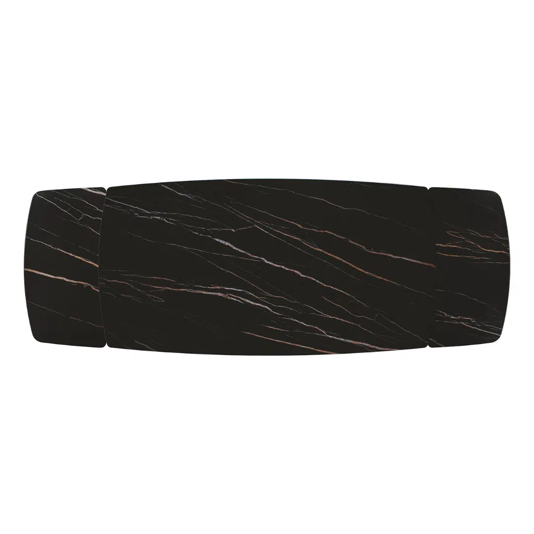 MIRABELLE-MASA BLAT ROTUNJIT CERAMICA NEGRU CU AURIU MAT EXTENSIBILA -PICIOR METALIC BRONZ 180 cm /90 cm - 6
