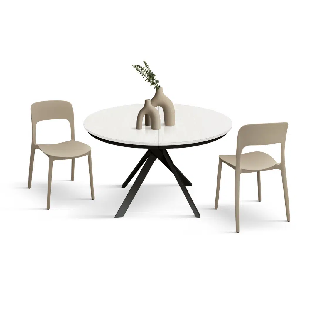 MASA ROTUNDA EXTENSIBILA LILA -PICIOR METALIC- BLAT ALB FRASIN - 5
