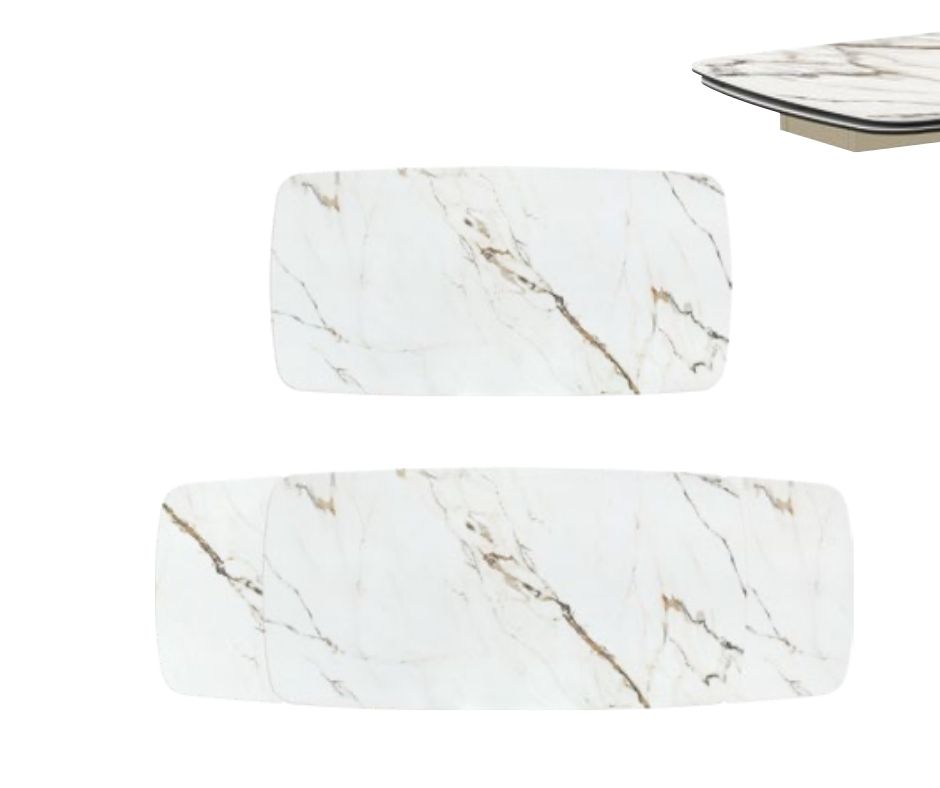 Masă ceramică Infinity extensibilă, picior metalic auriu - 3