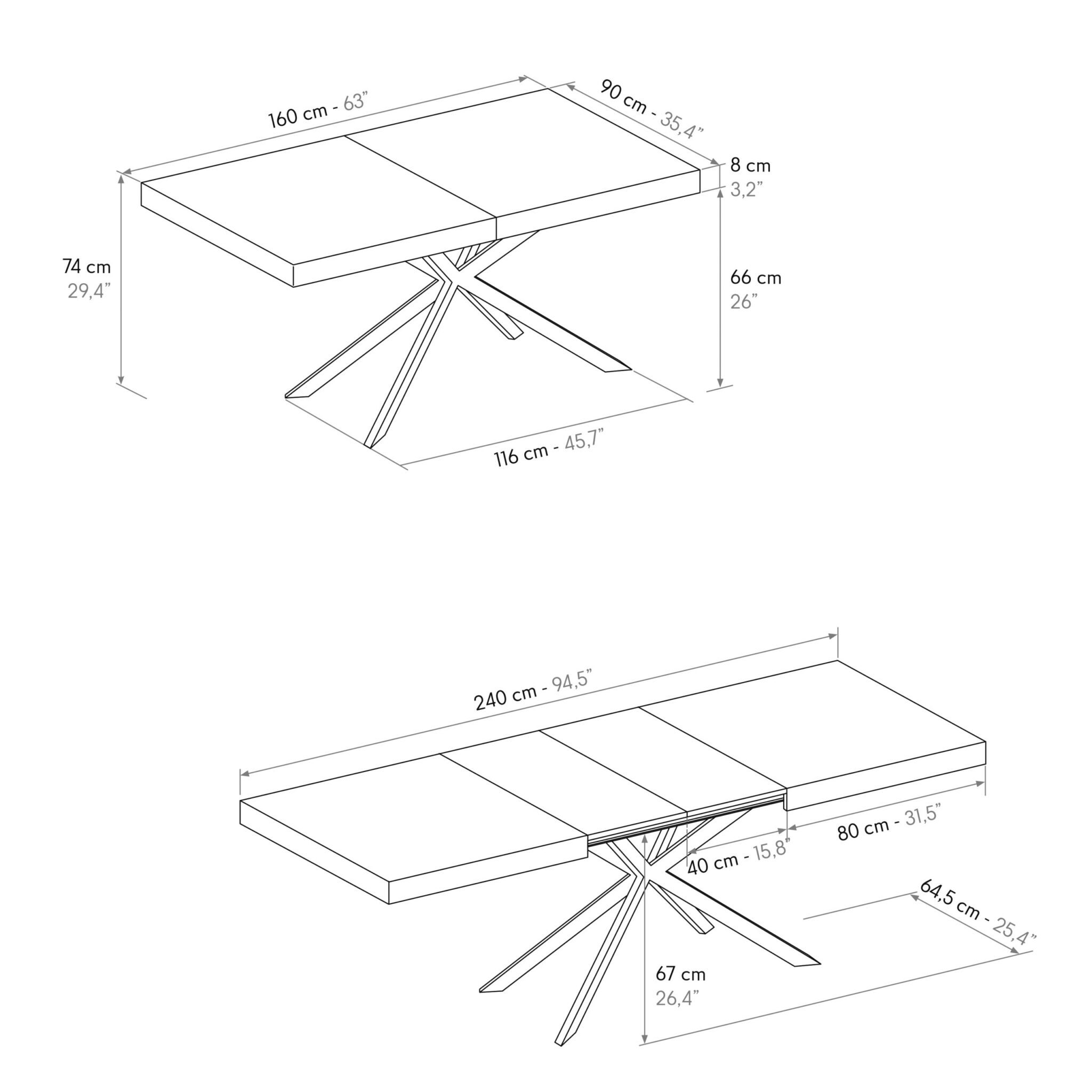 Masa extensibila SPIDER, blat ALB MARMORAT - 17