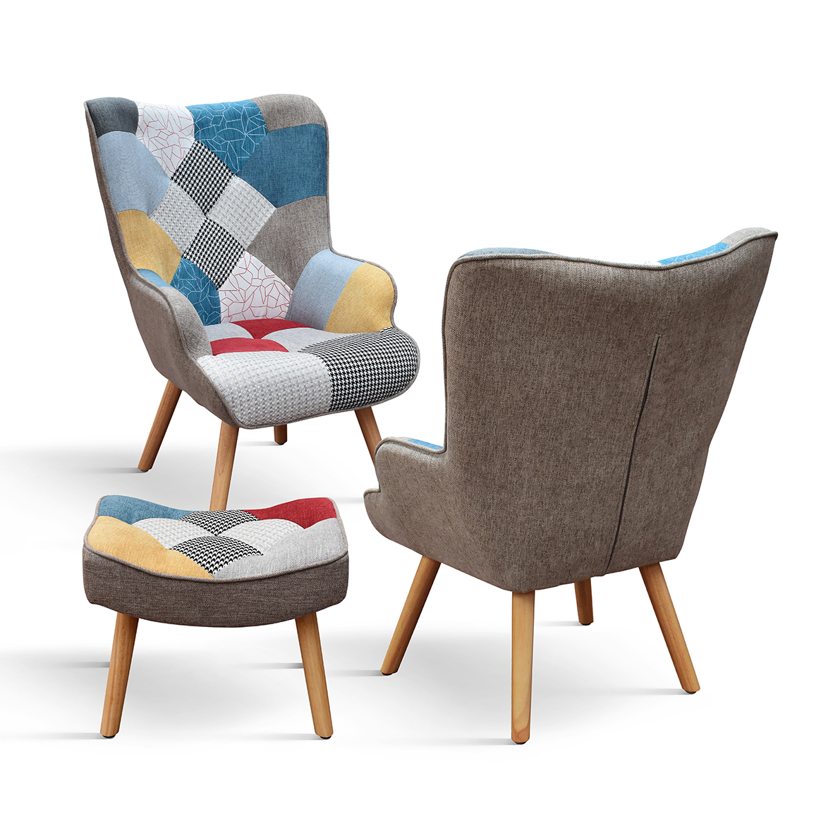 Fotoliu Patchwork, structura metalica, tesatura multicolora - 20