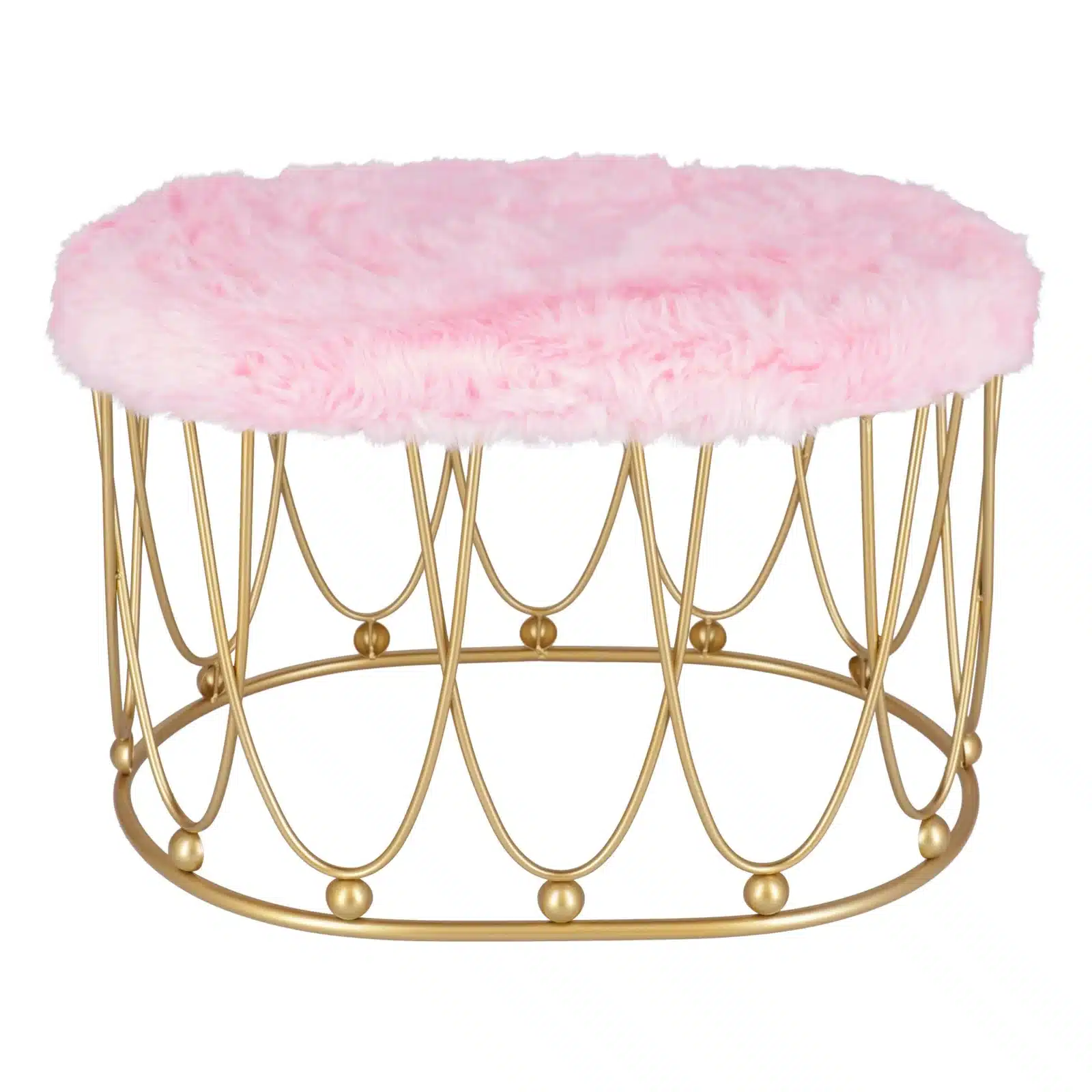 Taburet Pinky oval baza metalica aurie tapitat - 4