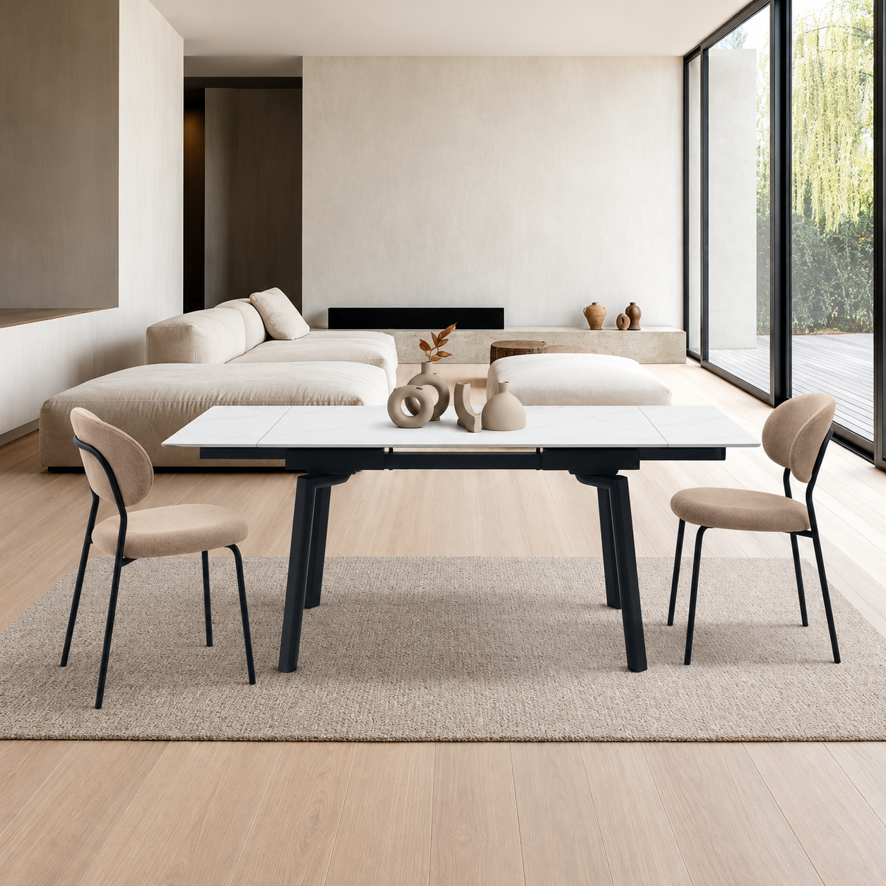 Masă ceramică Sonic White, 140 cm/80 cm și 2 extensii 30 cm - 5