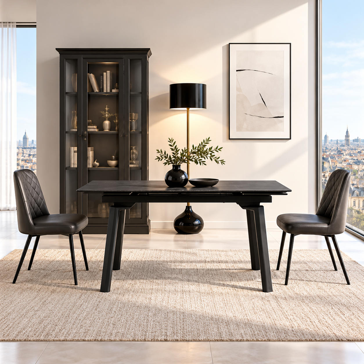 Masă ceramică Sonic BLACK, 140 cm/80 cm și 2 extensii 30 cm - 3