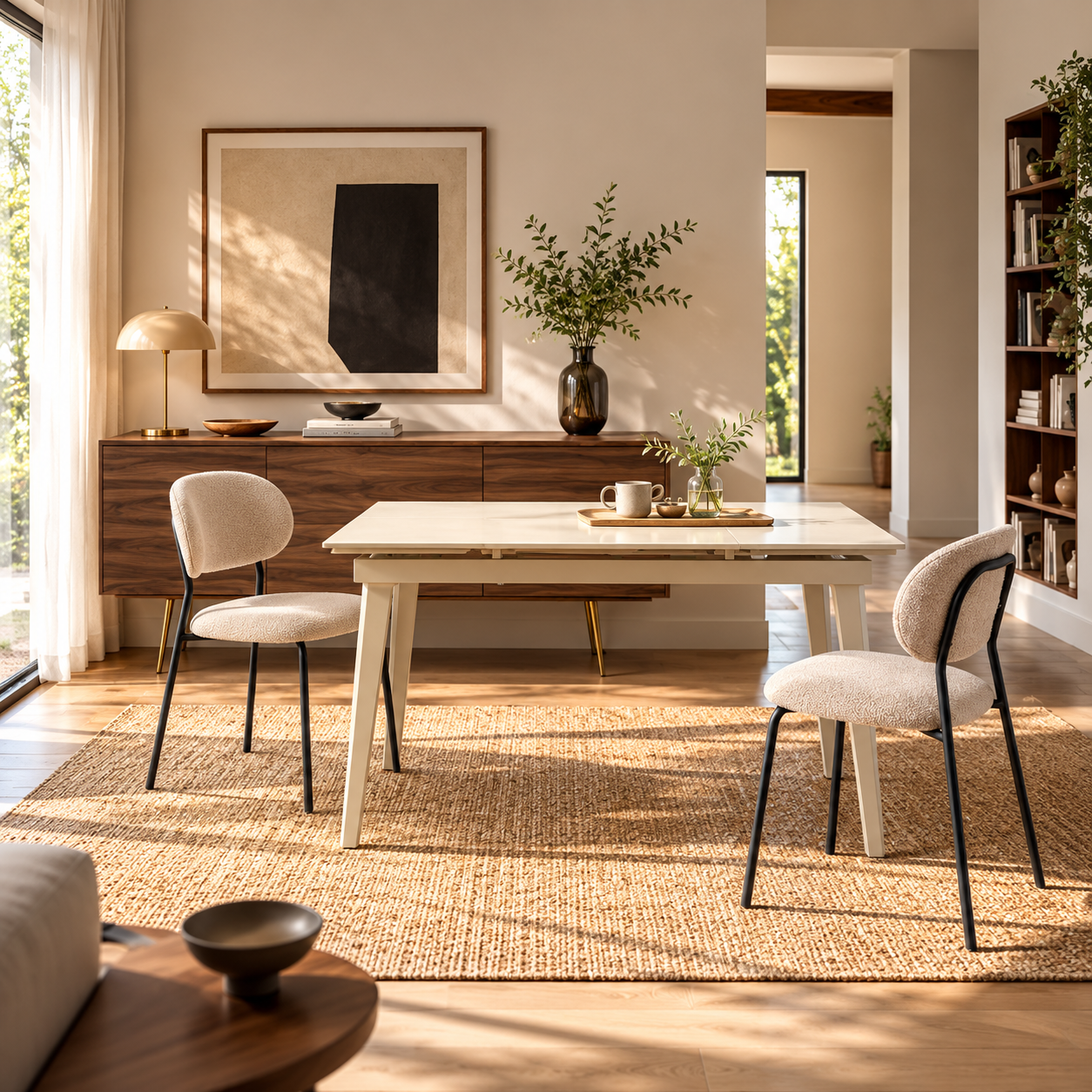 Masă ceramică extensibilă Maura BEJ 120/80 cm + 2 extensii 30 cm